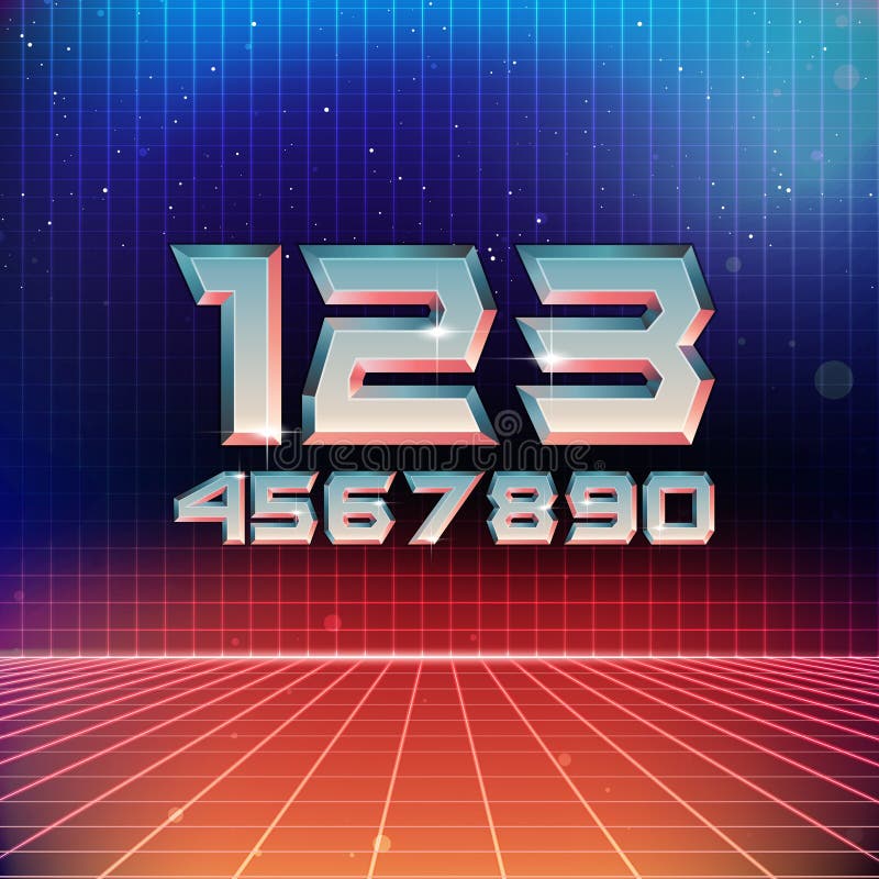 80s Retro Futuristic Numbers vector illustration