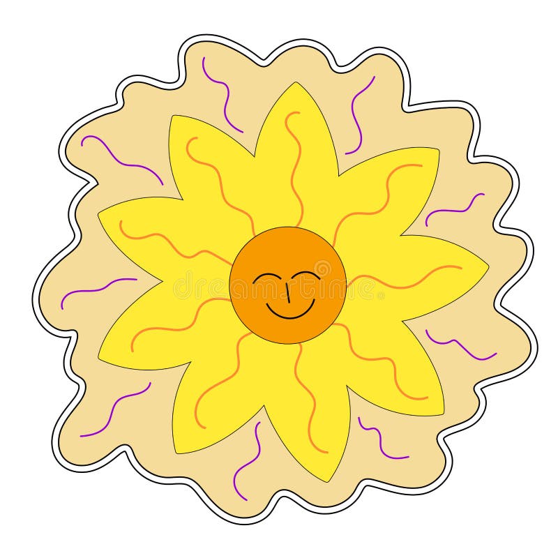 70s retro smiling daisy flower, illustration sticker. Vector. 70s retro smiling daisy flower, illustration sticker. Vector