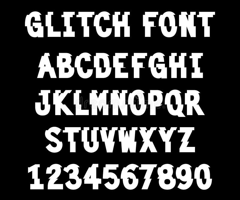 80s style VHS glitch font stock vector. Illustration of chromatic