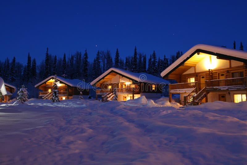 A community of winter resort chalets in northern Canada. A community of winter resort chalets in northern Canada.
