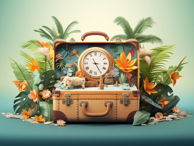 It\'s time to pack your suitcase for a vacation to an exotic destination royalty free illustration