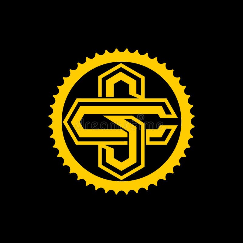 S- und c-Buchstaben mit Fahrradgangvektor-Logoschablone vektor abbildung