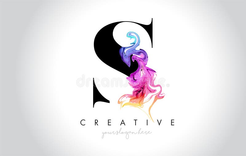 S Vibrant Creative Leter Logo Design with Colorful Smoke Ink Flo