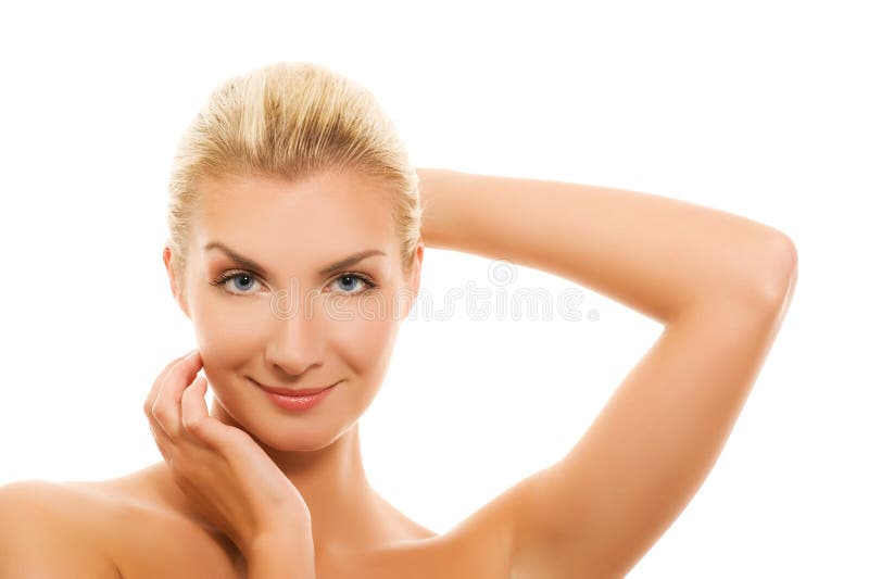 Soins De La Peau De Beauté, Maquillage Naturel De Visage De Femme, Joue De  Contact De Mannequin, Blanc Image stock - Image du fermer, visage: 137130307