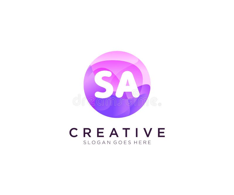 SA initial logo With Colorful Circle template vector royalty free illustration