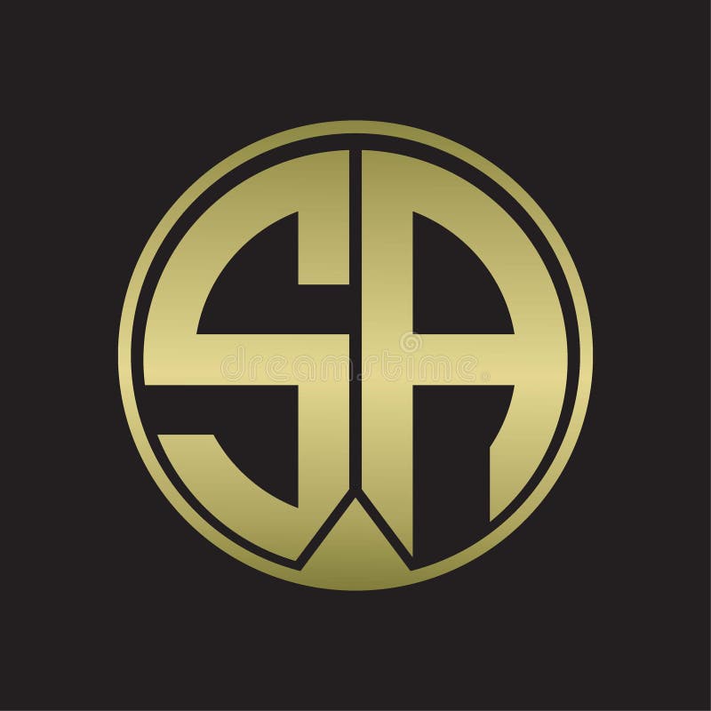 SA Logo Monogram Circle with Piece Ribbon Style on Gold Colors Stock ...