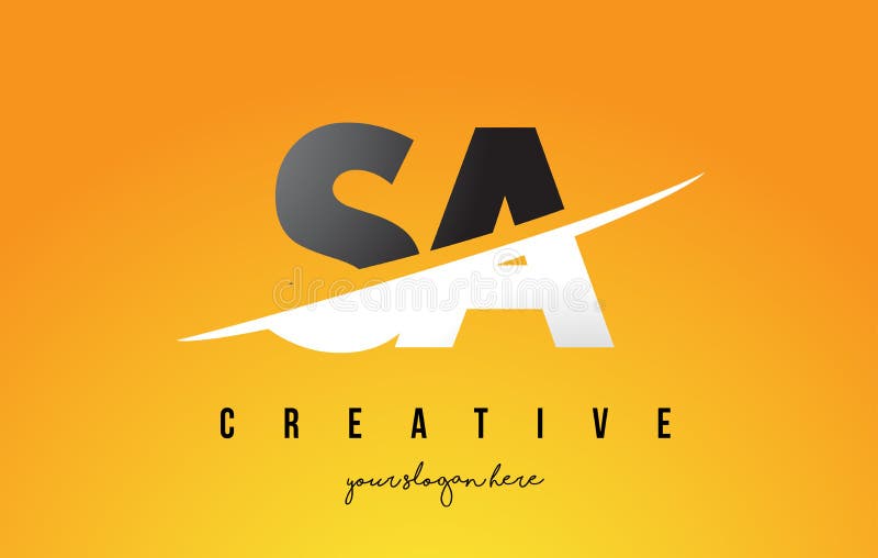 SA S en bokstav moderna Logo Design med gul bakgrund och Swoo