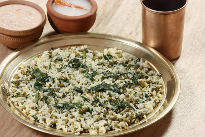 Saagwaali Khichri het is een het noorden Indische groente stock foto Saagwaali Khichri het is een het noorden Indische groente stock foto