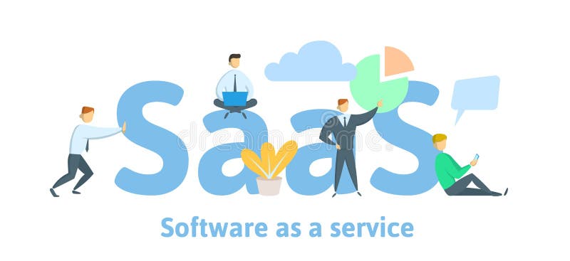 SaaS,软件作为服务 覆盖在计算机、移动设备、代码、app服务器和数据库上的软件 向量 向量例证 SaaS,软件作为服务 覆盖在计算机、移动设备、代码、app服务器和数据库上的软件 向量 向量例证