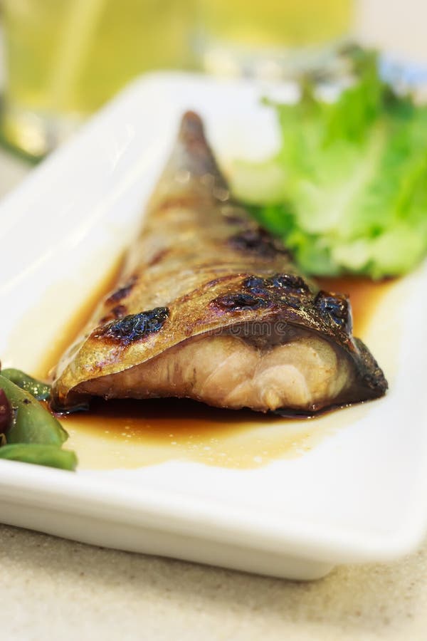 Saba fish grill stock image. Image of japanese, menu 43984843
