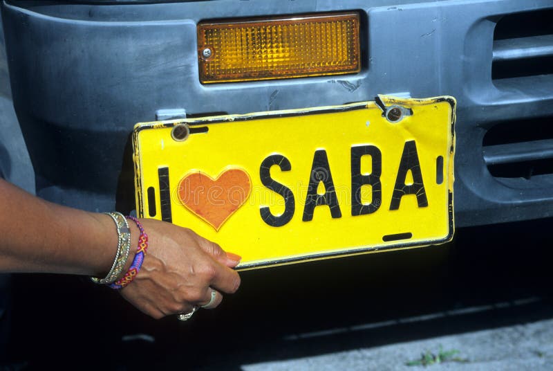 Saba. Holenderów Antilles numerowy talerz obrazy royalty free