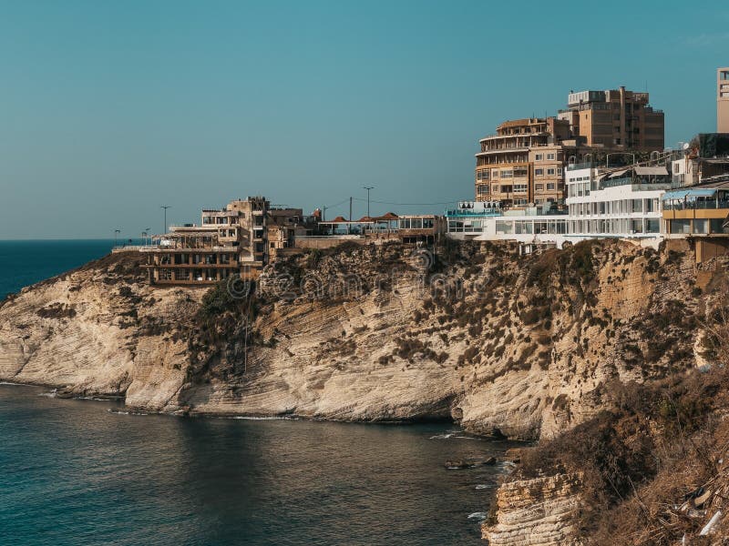 Sabah Nassar`s Rock at Raouche in Beirut, Lebanon. Known As the Pigeons ...