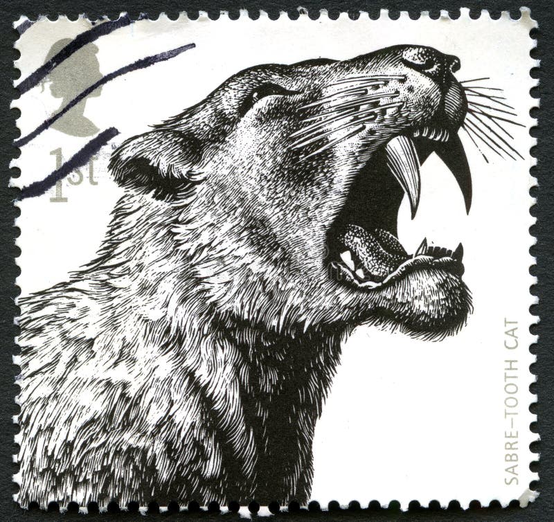Sabel-tand Katten Britse Postzegel vector illustratie Sabel-tand Katten Britse Postzegel vector illustratie
