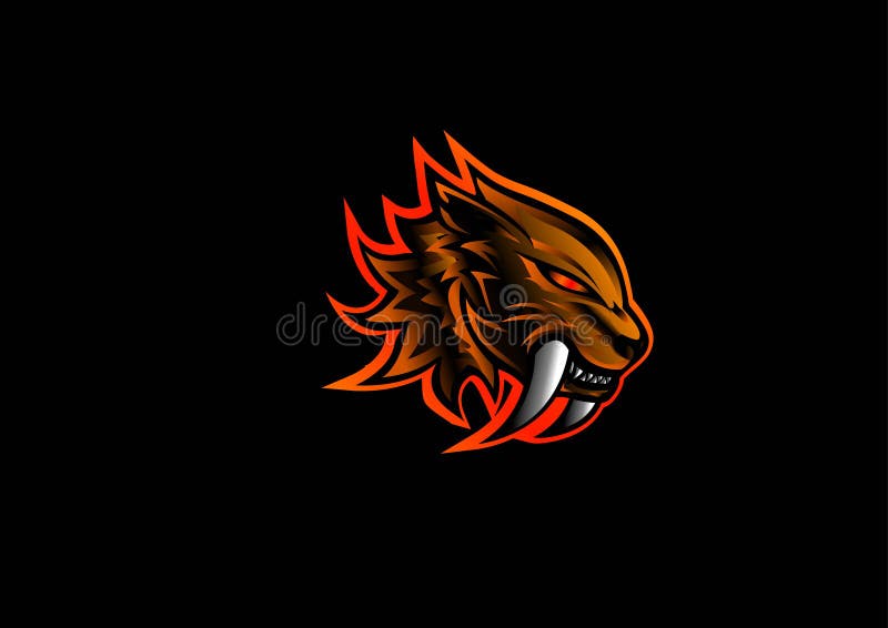 Sabertooth Mascot Logo Icon Illustration , Black Background , Animal Print  , Red Panther, Wallpaper Stock Illustration - Illustration of emblem,  animal: 161368691