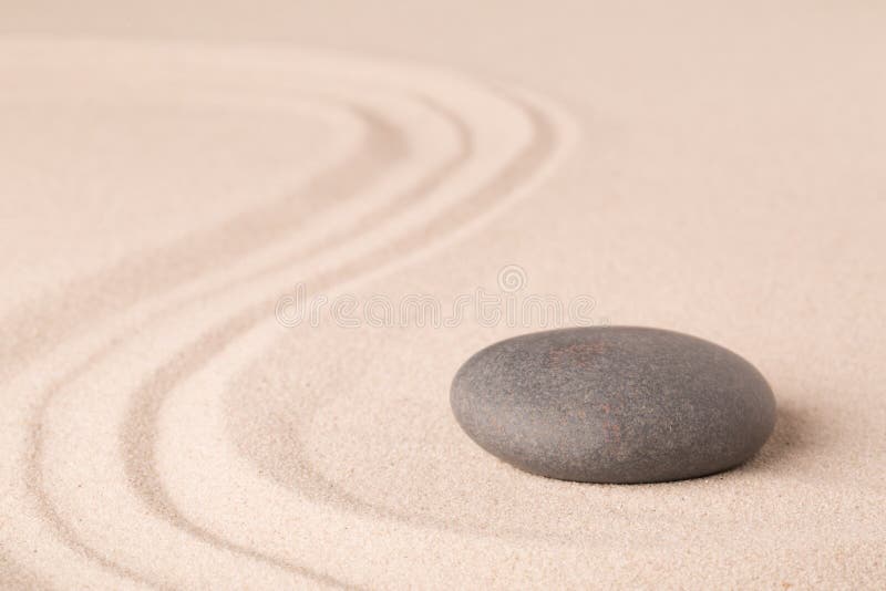 Sable de méditation de zen et modèle de pierre pour la relaxation et la concentration