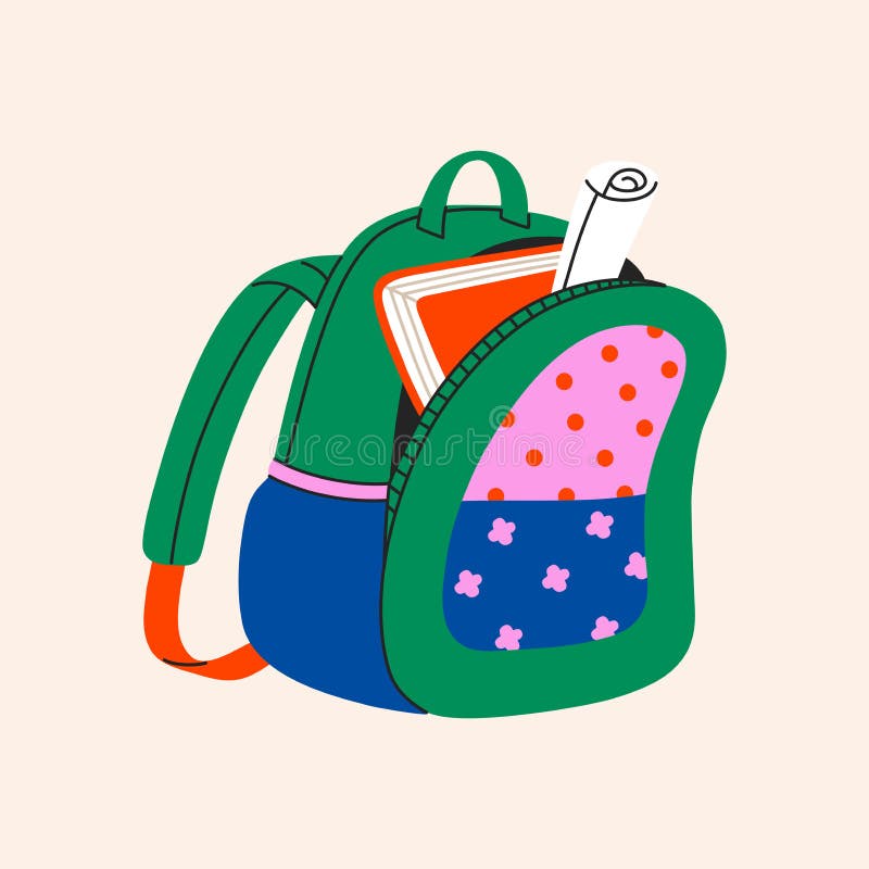 Sac à Dos Fournitures De Bureau Et De Papeterie. Sac Scolaire Coloré Pour  Enfants. Illustration de Vecteur - Illustration du havresac, occasionnel:  247957460