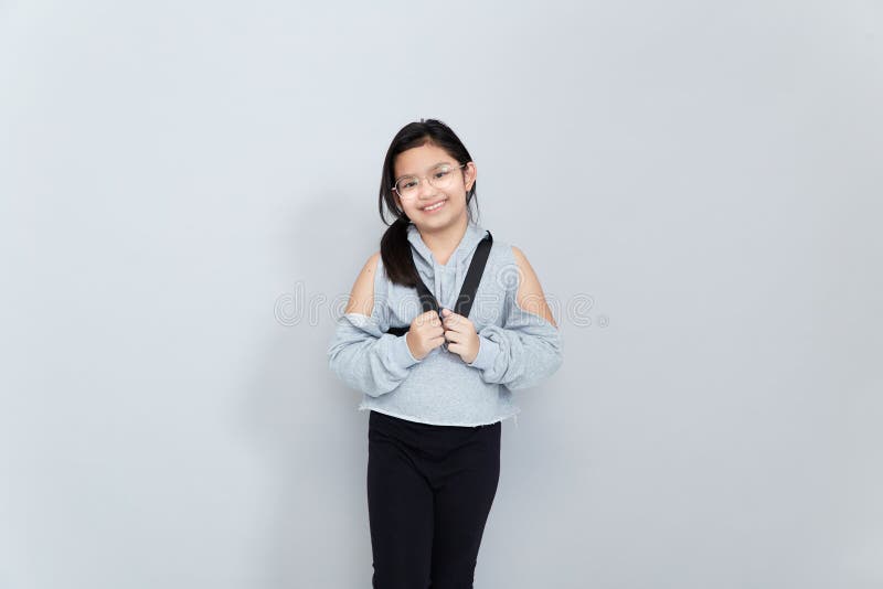 Sac d'école de filles de photos image stock