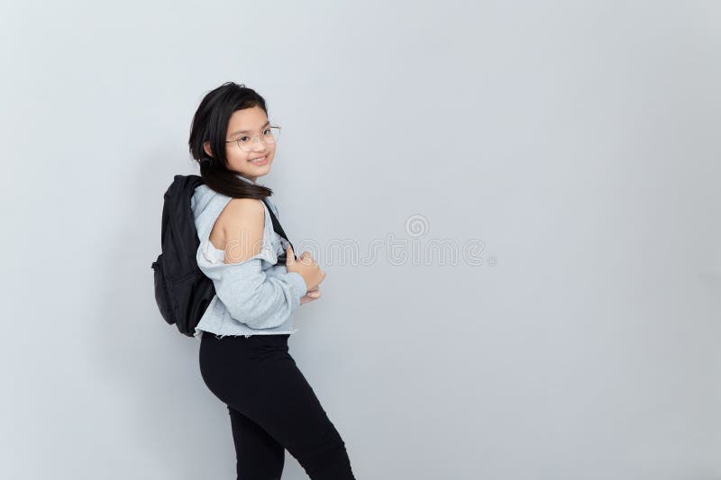 Sac d'école de filles de photos photographie stock libre de droits