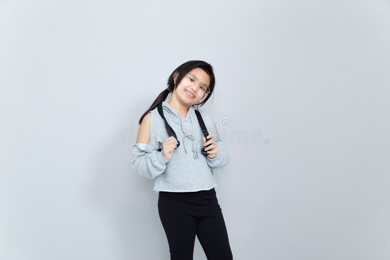 Sac d'école de filles de photos photo stock