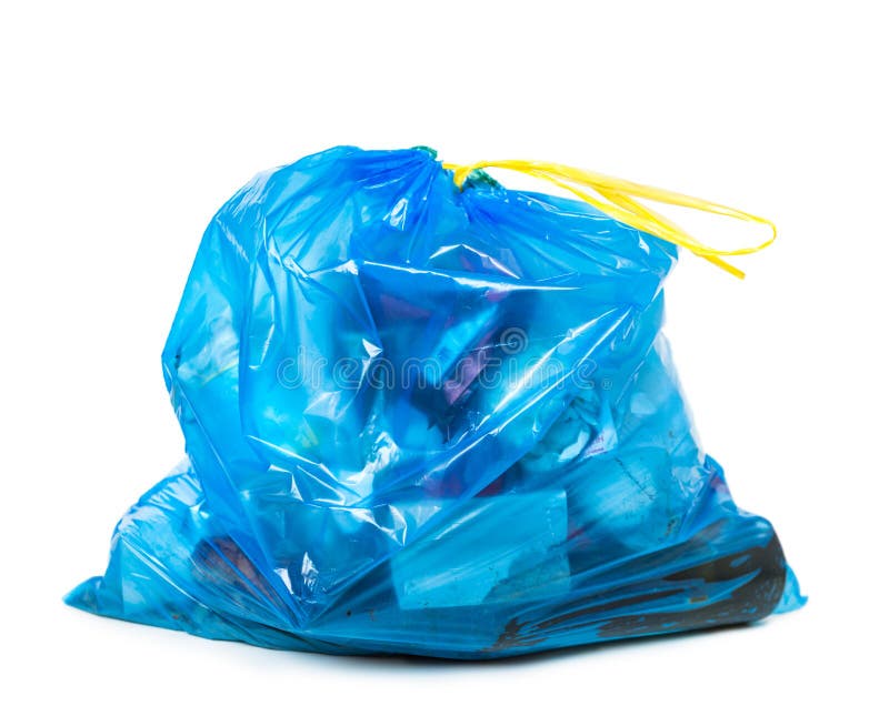Sac De Déchets Bleu Avec Des Déchets Image stock Image du