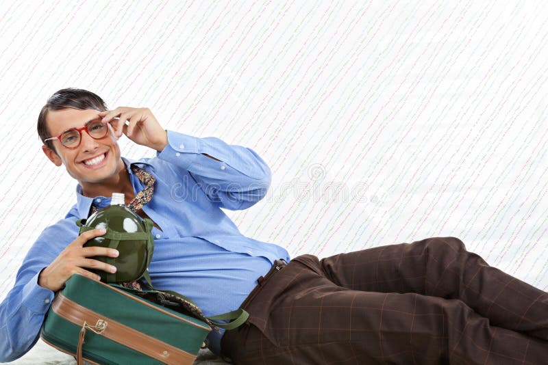 Sac de Lying With Travel d'homme d'affaires photo libre de droits Sac de Lying With Travel d'homme d'affaires photo libre de droits