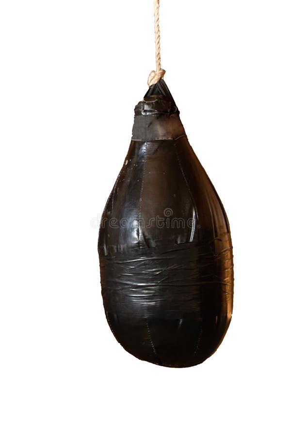 Sac de poin?on noir pour le sport de boxe ou de boxe d'?nergie, d'isolement sur le fond blanc photos stock Sac de poin?on noir pour le sport de boxe ou de boxe d'?nergie, d'isolement sur le fond blanc photos stock