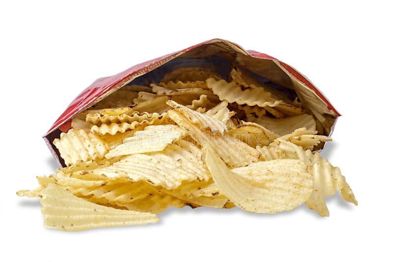 Sac de pomme de terre Chips On White photo stock Sac de pomme de terre Chips On White photo stock