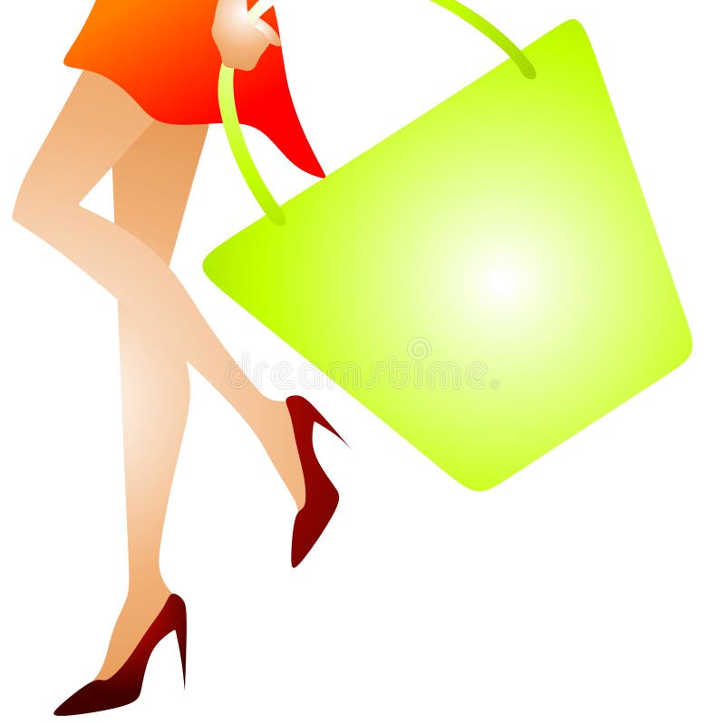 Sac à provisions de marche de femme 2 illustration libre de droits Sac à provisions de marche de femme 2 illustration libre de droits
