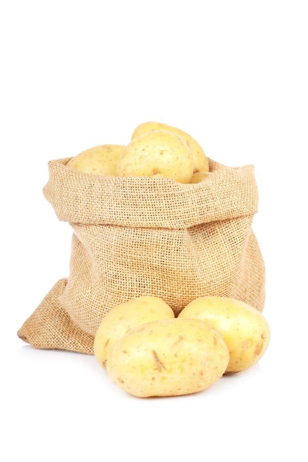 Sac à toile de jute avec des pommes de terre image stock Sac à toile de jute avec des pommes de terre image stock