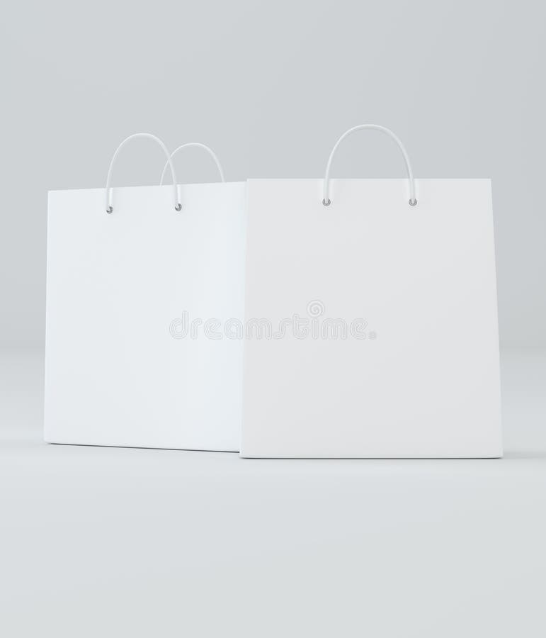 Sacchetti della spesa bianchi classici uno per la pubblicità e marcare a caldo illustrazione di stock Sacchetti della spesa bianchi classici uno per la pubblicità e marcare a caldo illustrazione di stock