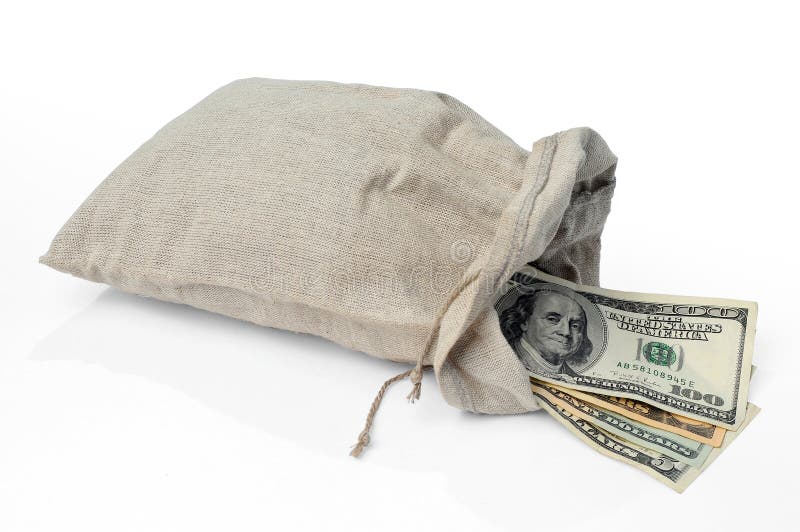 Sacchetto Con I Dollari Dei Soldi Immagine Stock - Immagine Di Tela, Corda: 2699409