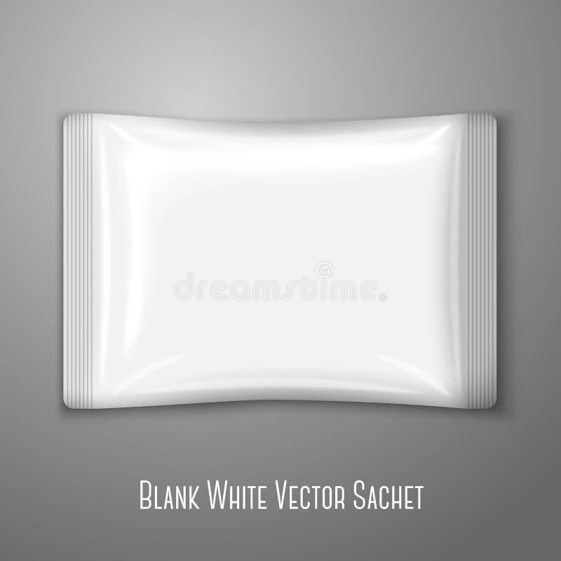 Sachet en plastique plat blanc vide d'isolement sur le gris illustration stock Sachet en plastique plat blanc vide d'isolement sur le gris illustration stock