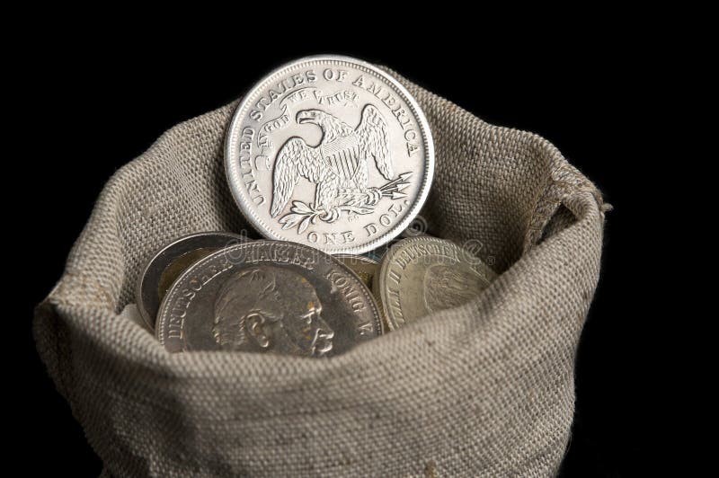Sack Bag with Old Silver Coins Stock Image Image of treasure, 1846