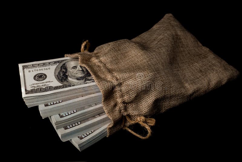 Sack Of Money 100 USD Dollars Banknotes A Lot Of Money Stock Image - Image of note, rich: 164696143