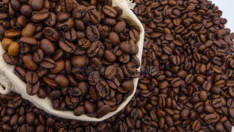 A sack with roasted coffee beans royalty free stock image A sack with roasted coffee beans royalty free stock image