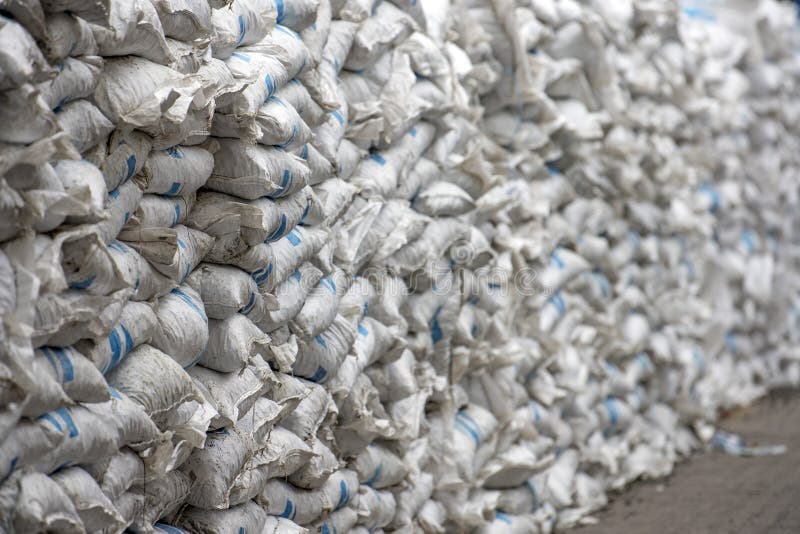 Sacks of Cement on the Road Stock Image Image of food, paper 106577271