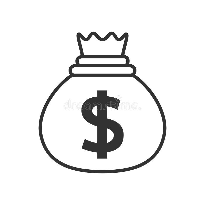 Saco de icono plano del esquema del dinero en blanco libre illustration Saco de icono plano del esquema del dinero en blanco libre illustration