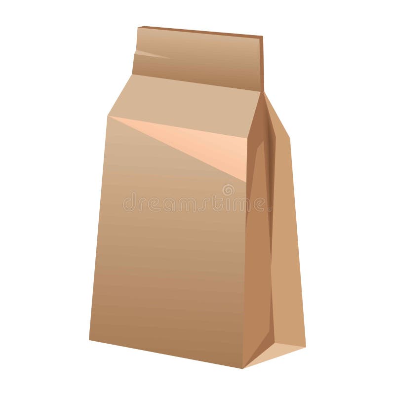 Saco de papel de Brown para o alimento isolado no branco ilustração royalty free Saco de papel de Brown para o alimento isolado no branco ilustração royalty free