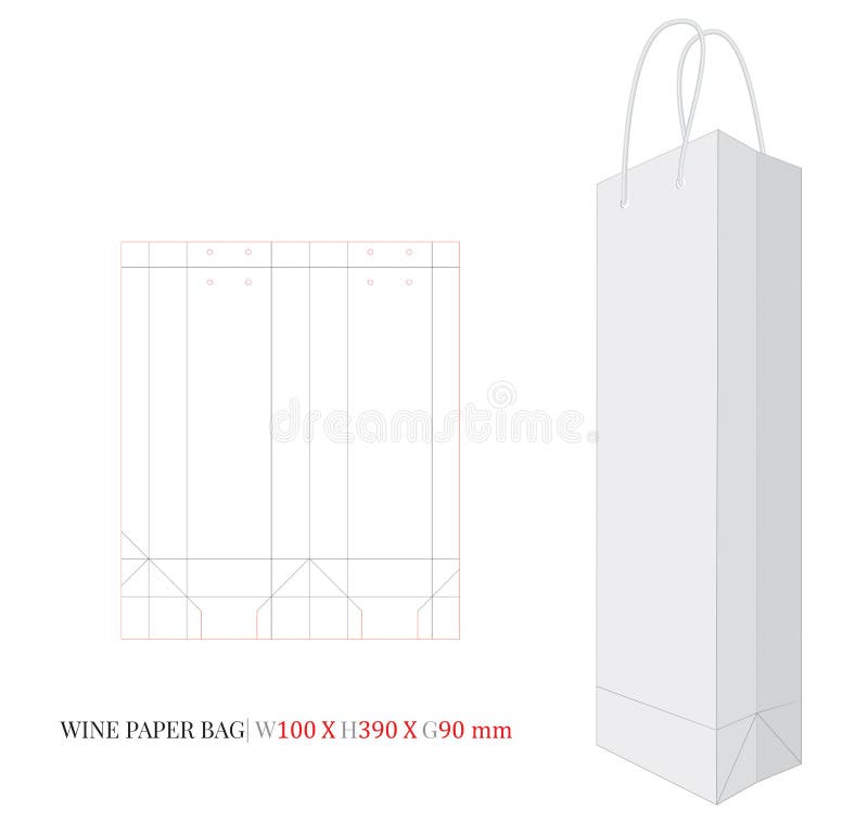 Saco de papel do vinho com punho, ilustração branca do saco do vinho do ofício ilustração stock Saco de papel do vinho com punho, ilustração branca do saco do vinho do ofício ilustração stock