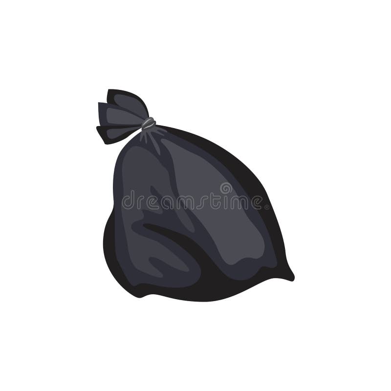 Saco de plástico do lixo ou saco cheio de ilustração isolada do vetor de desenho de lixo
