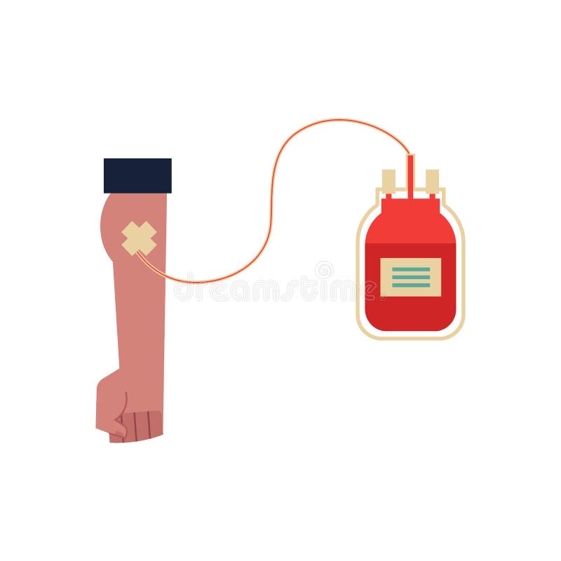 Saco liso da transfusão da doação de sangue da mão do vetor ilustração royalty free Saco liso da transfusão da doação de sangue da mão do vetor ilustração royalty free