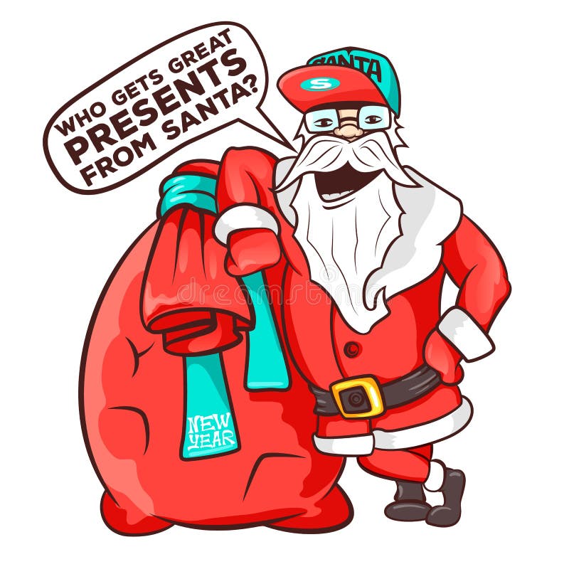 Saco que lleva de Papá Noel por completo de regalos ilustración del vector Saco que lleva de Papá Noel por completo de regalos ilustración del vector