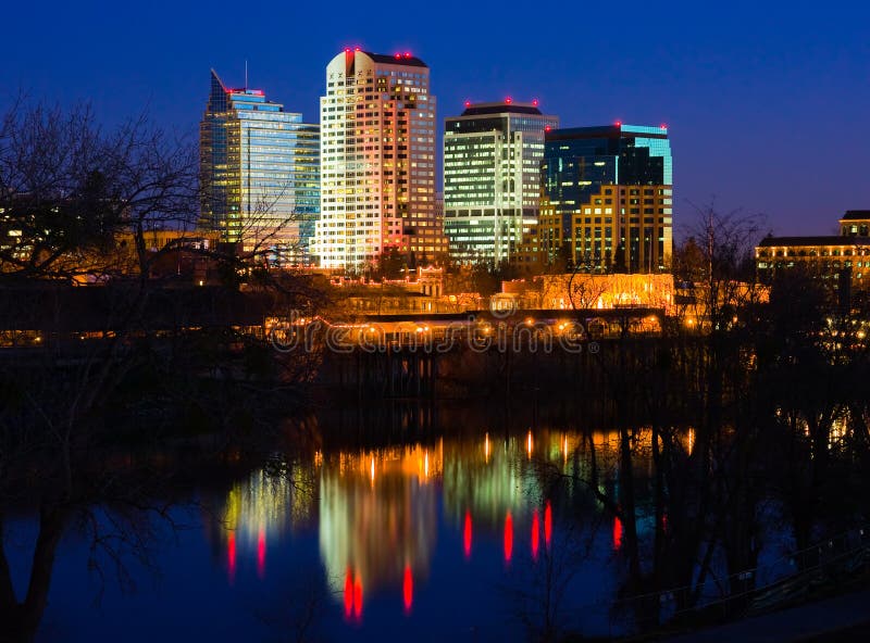 Sacramento Skyline at Night Stock Photo Image of city, outdoors 8211218