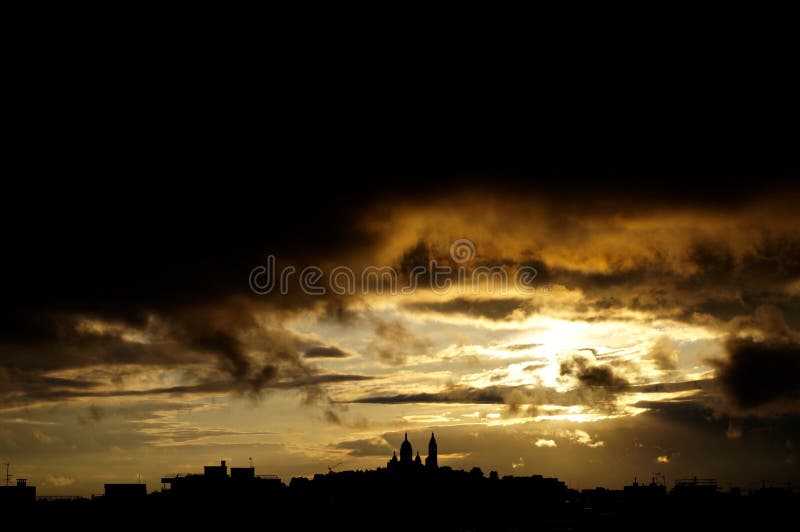 Sacre-Coeur Sunset, Paris, France. stock photo Sacre-Coeur Sunset, Paris, France. stock photo