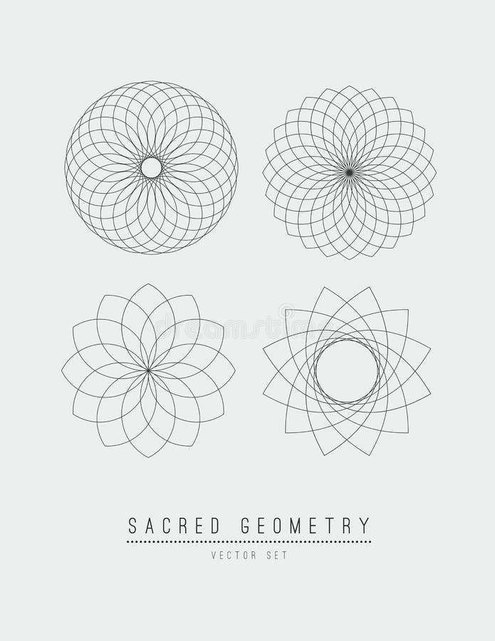 Sacred geometry line vector element flower of life . Vector illustration .