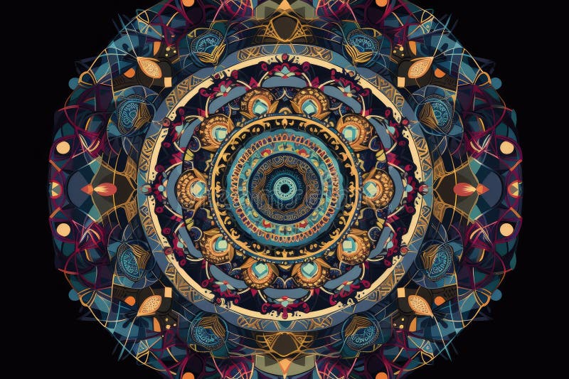 Sacred Geometry Mandala with Intricate and Colorful Geometric Patterns