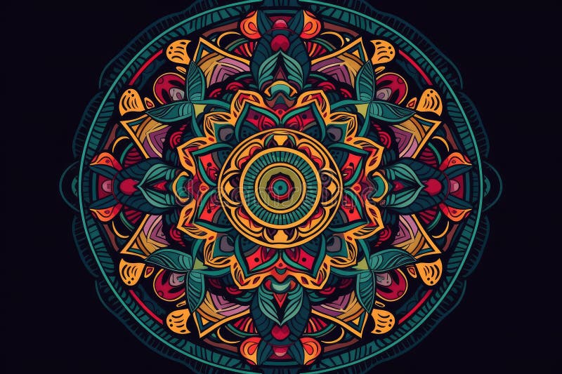 Sacred Geometry Mandala with Intricate and Colorful Geometric Patterns