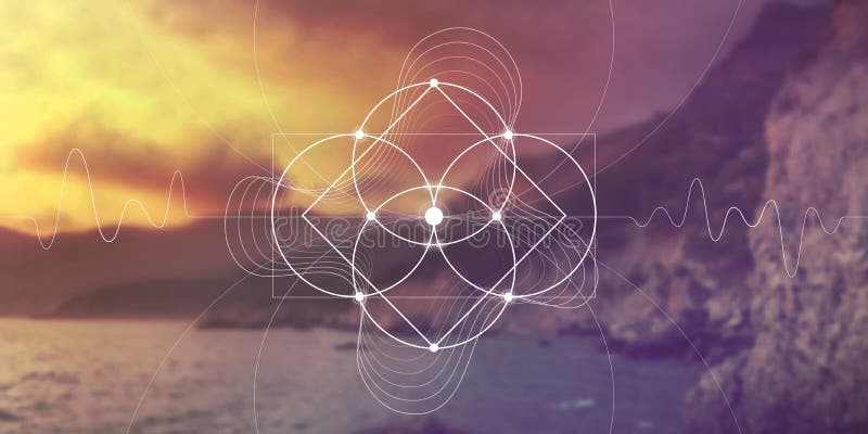 Sacred geometry web banner. Math, nature, and spirituality in nature. The formula of nature.