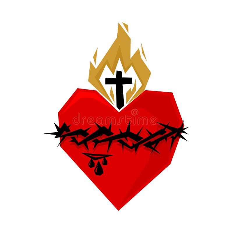 Sacred Heart of Jesus Red Heart Thorns and Flame Women's T-shirt