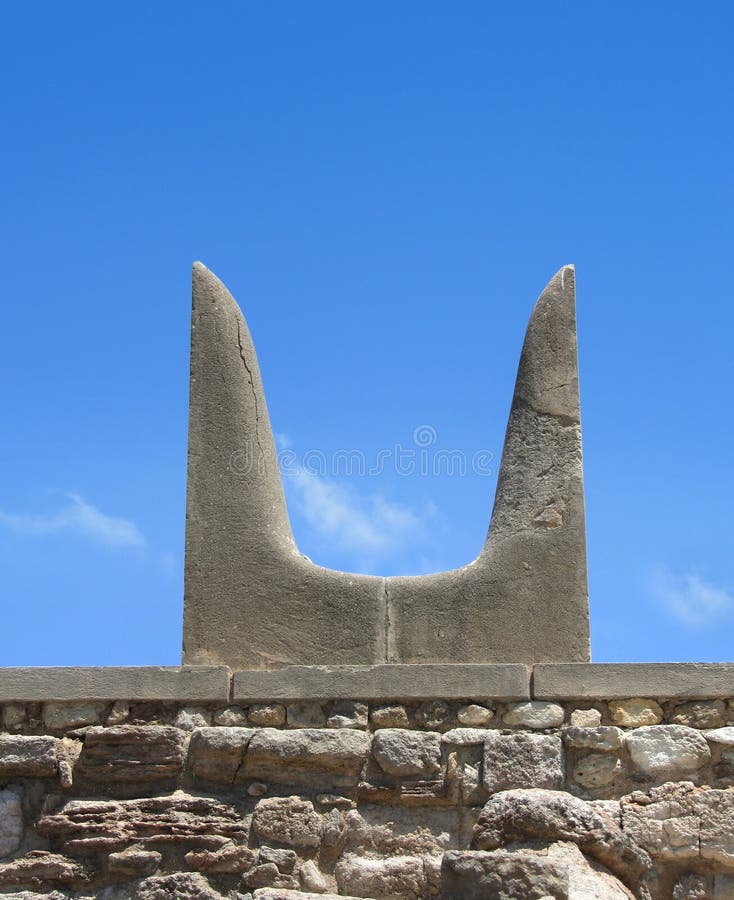 Sacred Minotaur horns stone symbol